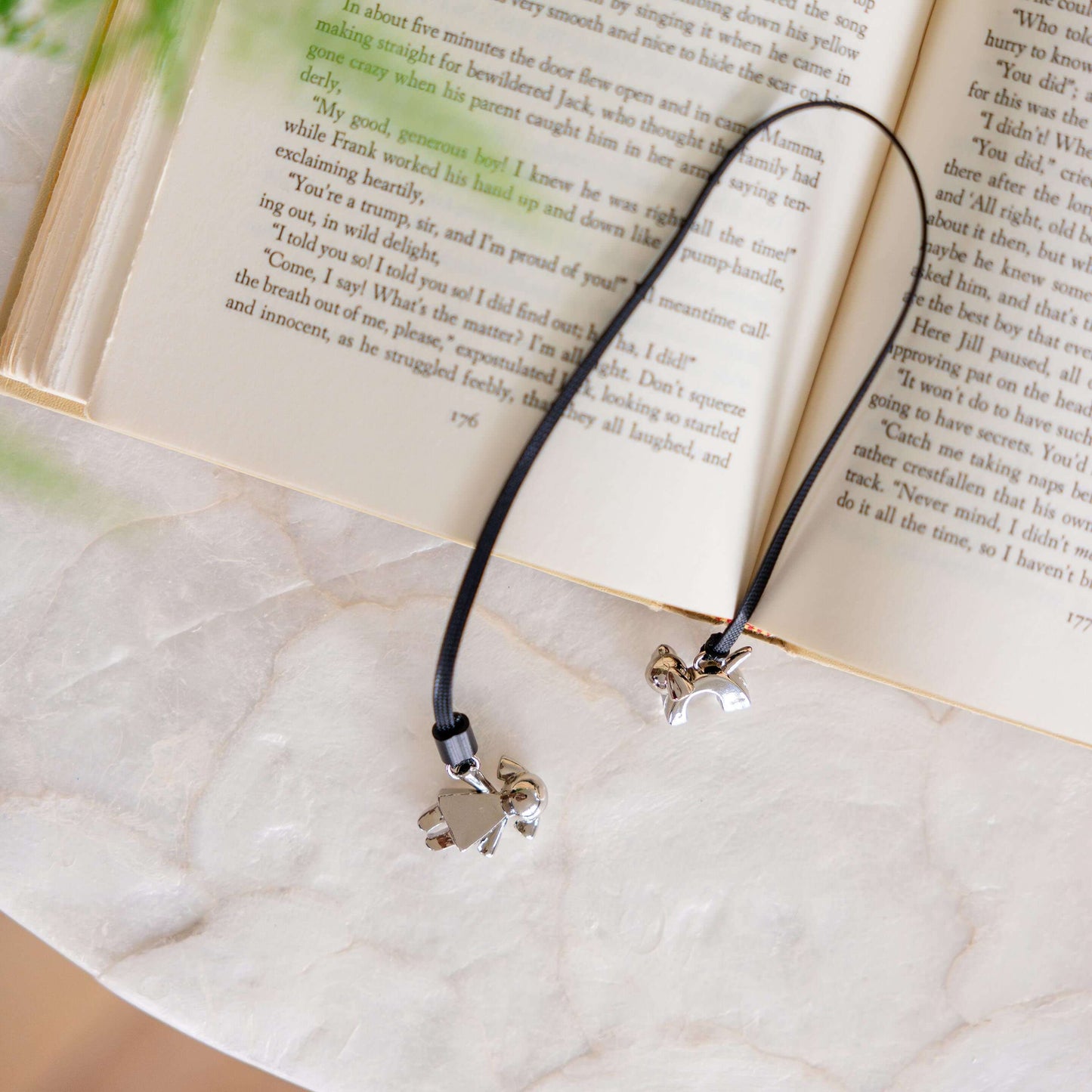HOOG Girl and Dog Adjustable Metal Charm Bookmark - Page Marker for Books & Journals
