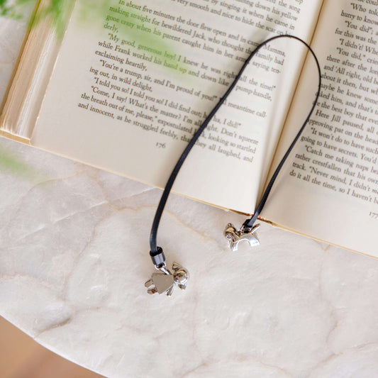 HOOG Girl and Dog Adjustable Metal Charm Bookmark - Page Marker for Books & Journals